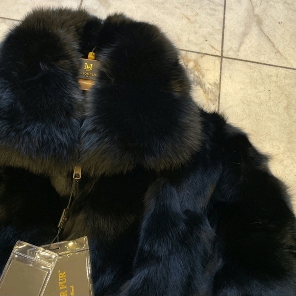 Luxurious Black Genuine FOX Fur Jacket Brand New Men's 2X - Picture 5 of 8